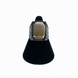 Men's Zinc Alloy Banded Agate Style Signet Ring Size 10